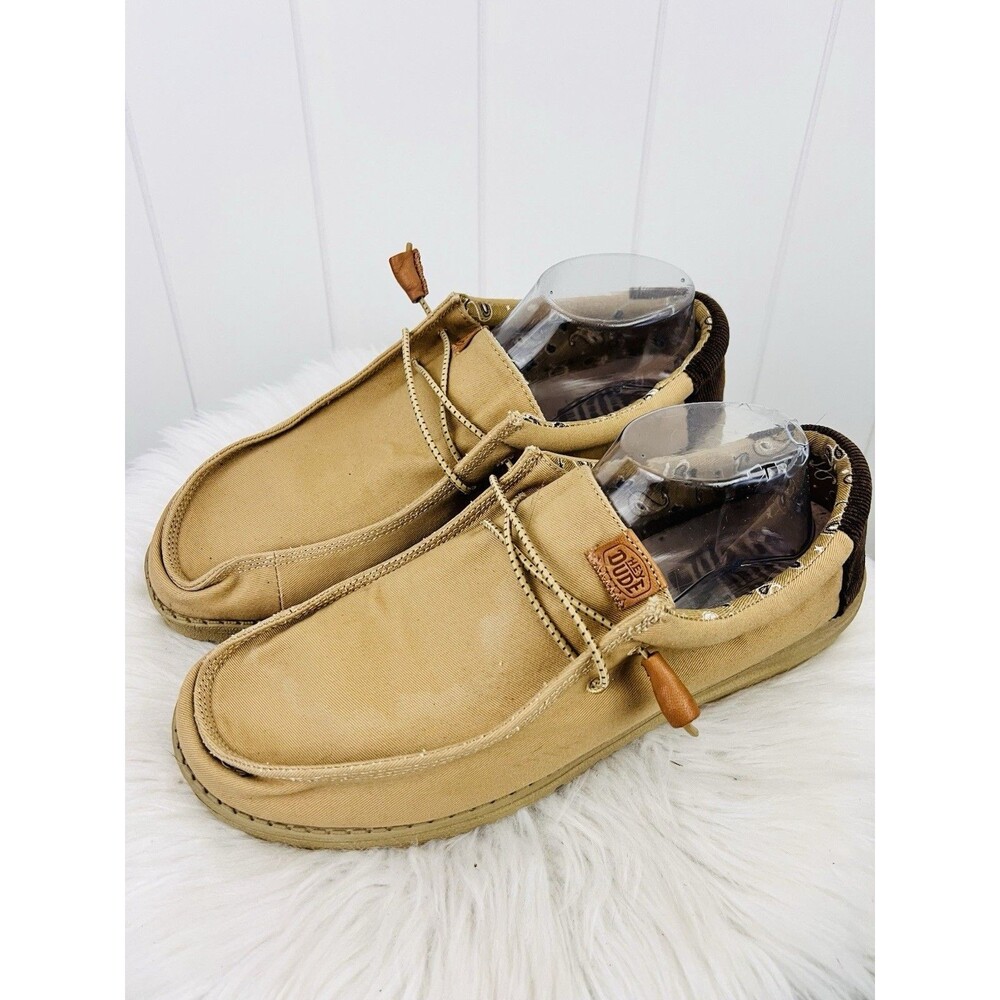 Hey Dude Wally Work Brown Khaki Colorway Slip on Comfort Shoes Mens Size 12